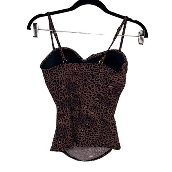 Assets by Spanx Brown Leopard Print Swim Tankini Top Women's Sz S - Picture 4 of 6